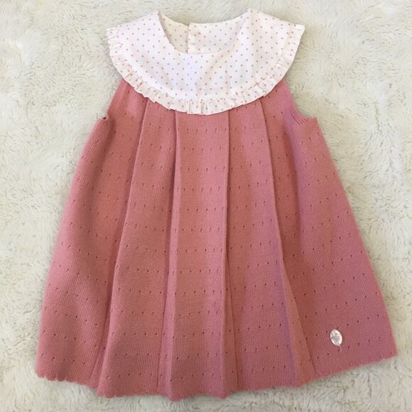Pili Carrera Baby Girl Pink Polka Dot Dress Size 18 Months - Picture 1 of 11